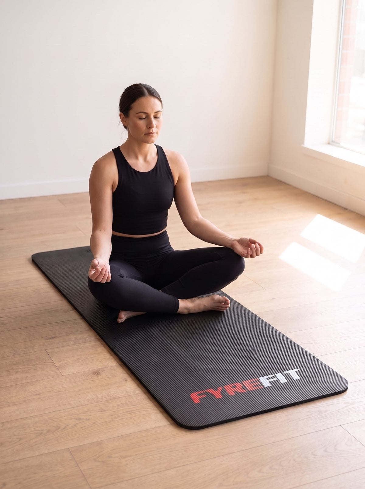 Foam Yoga Mat, seated on the mat