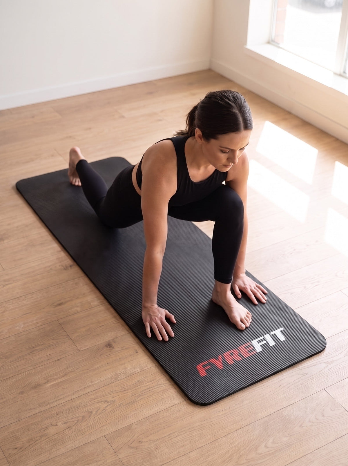 Foam Yoga Mat, stretching on the mat