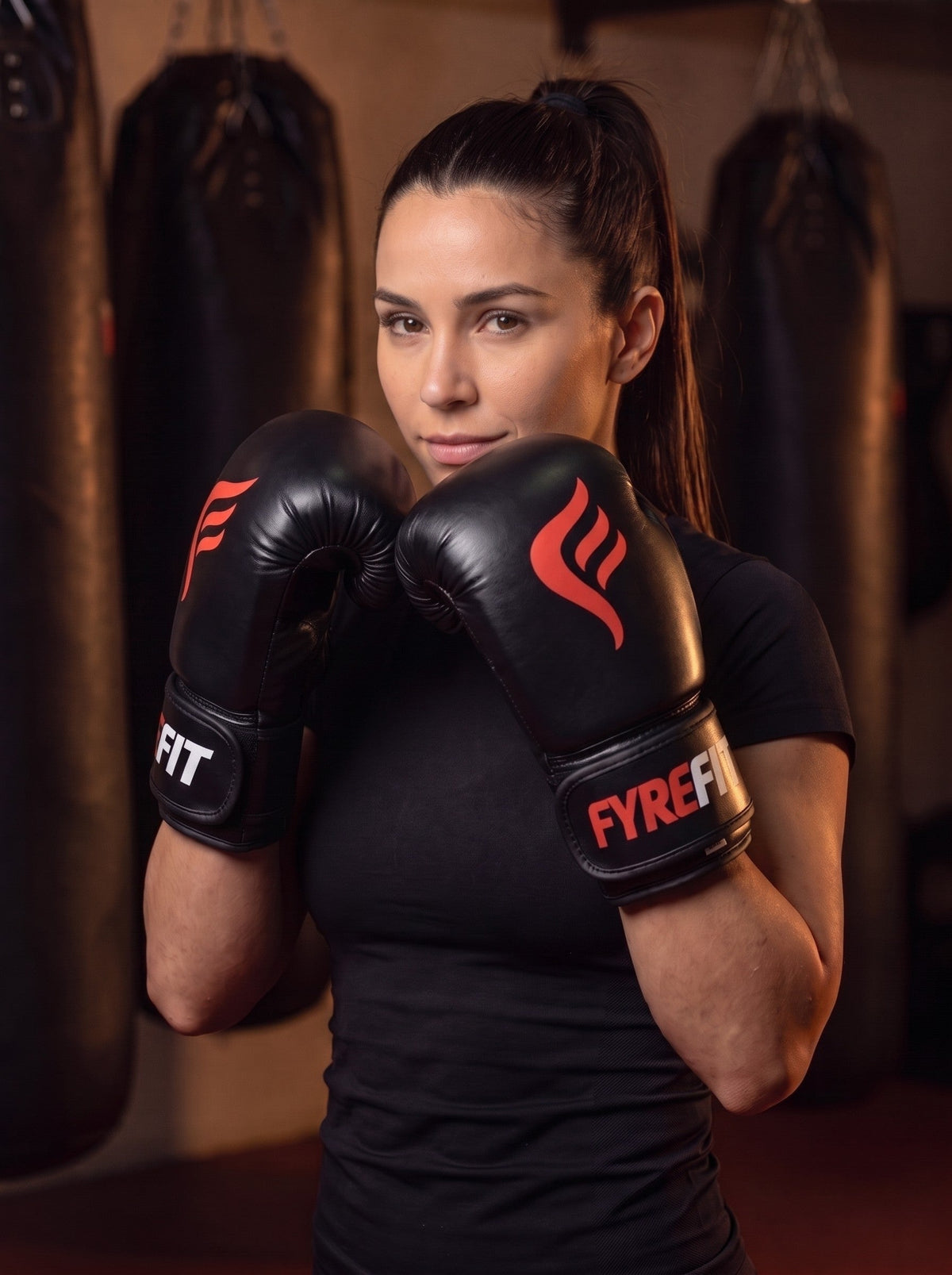 Fyrefit Boxing Gloves (Black), in use