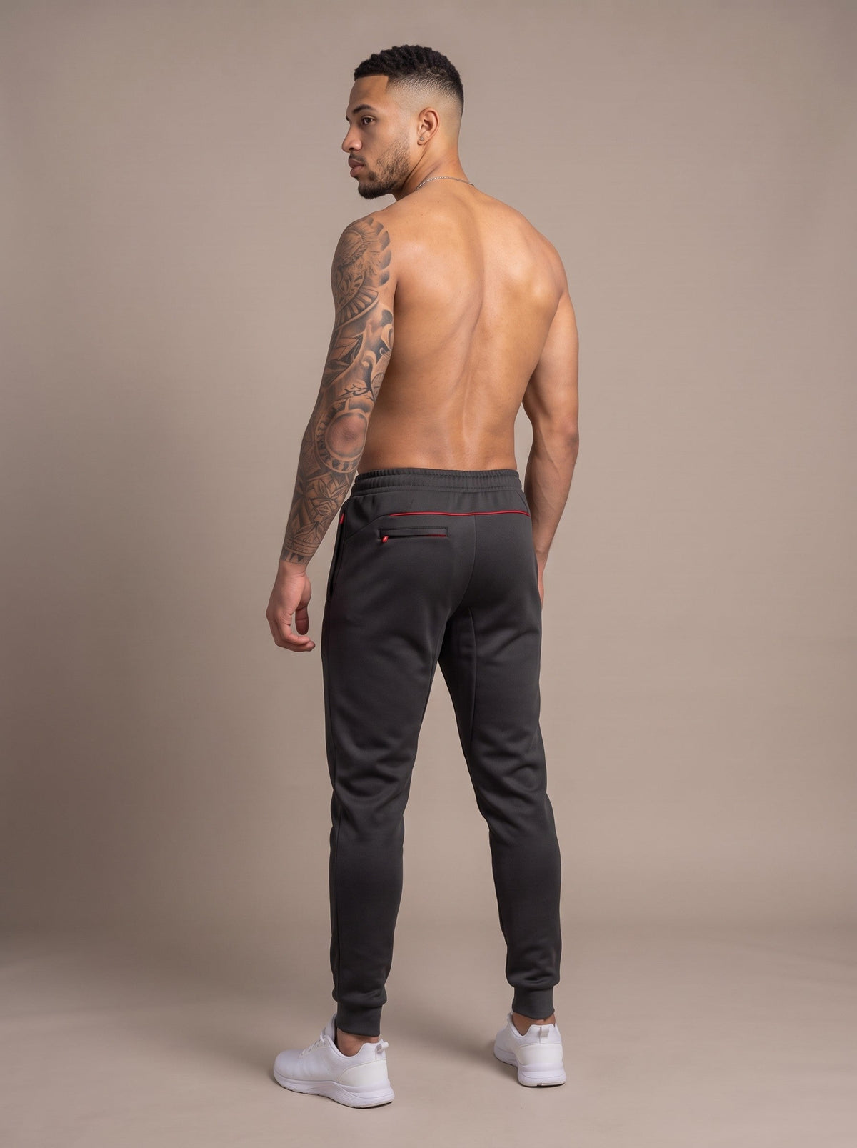Men's Performance Joggers in Black, back, on model