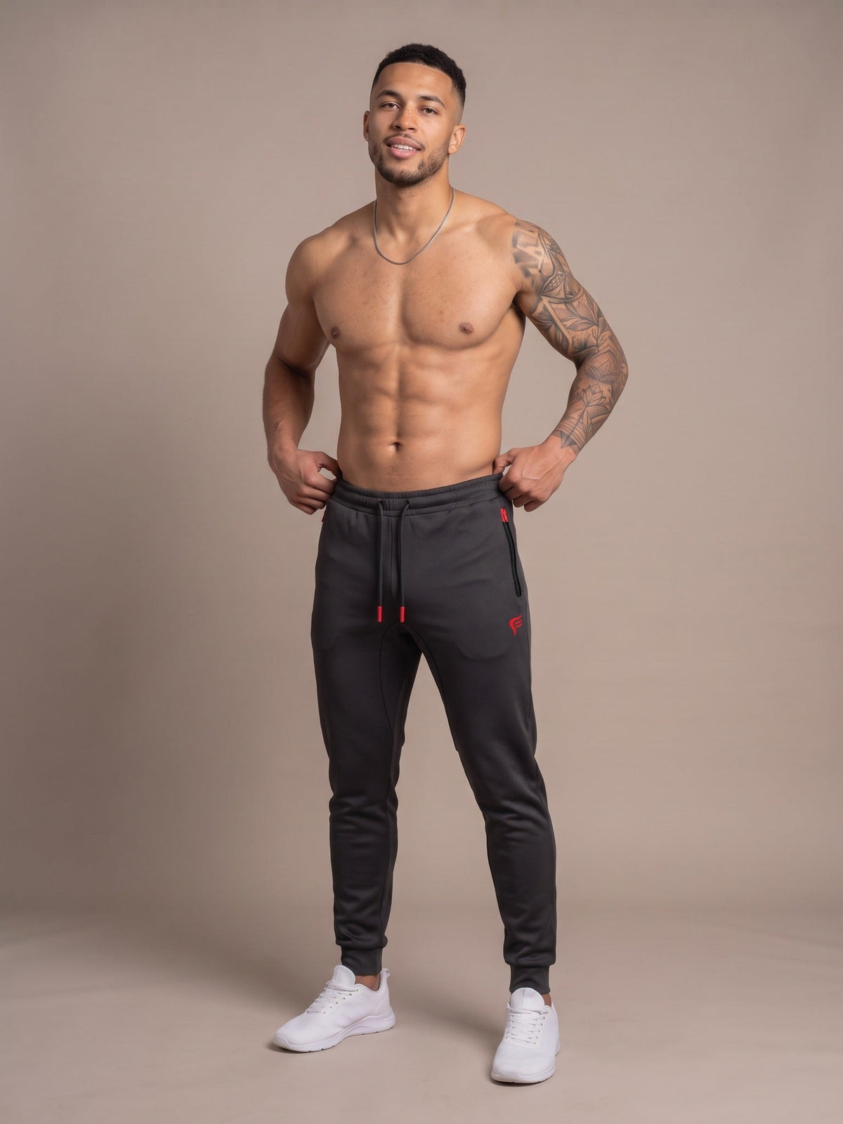 Men's Performance Joggers in Black, front, on model
