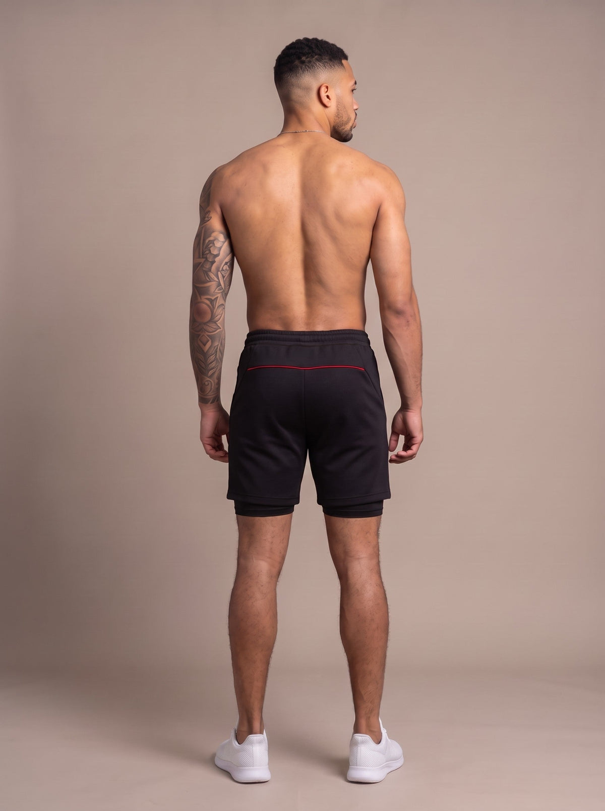 Men's Performance Shorts in Black, back, on model