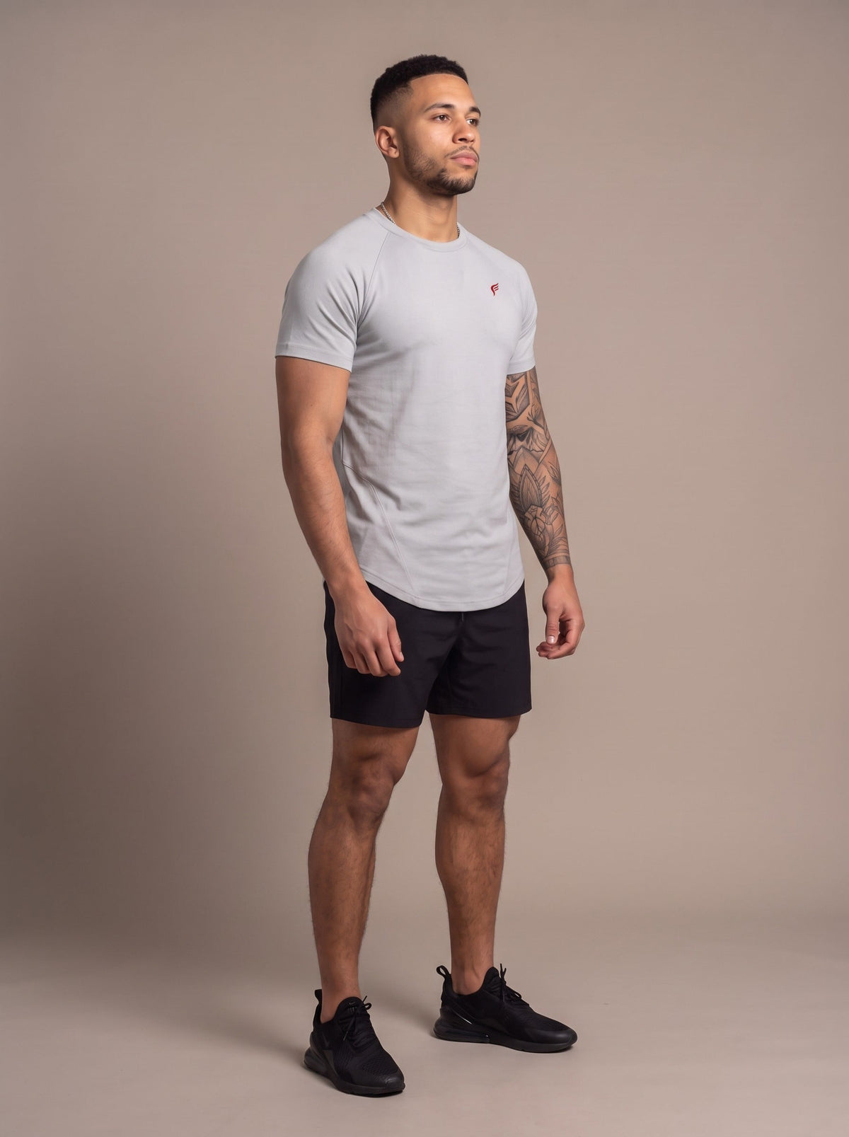 Men's Performance Tee in Gray, side, on model