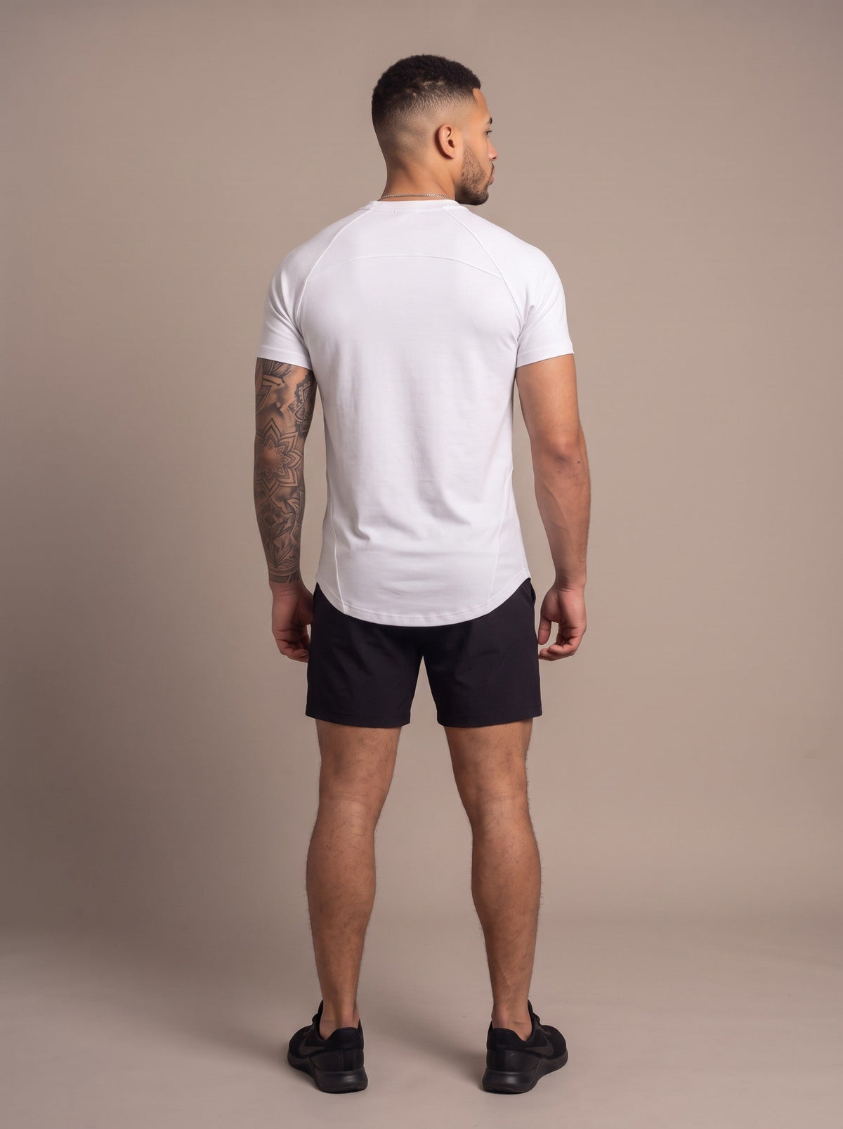 Men's Performance Tee in White, back, on model