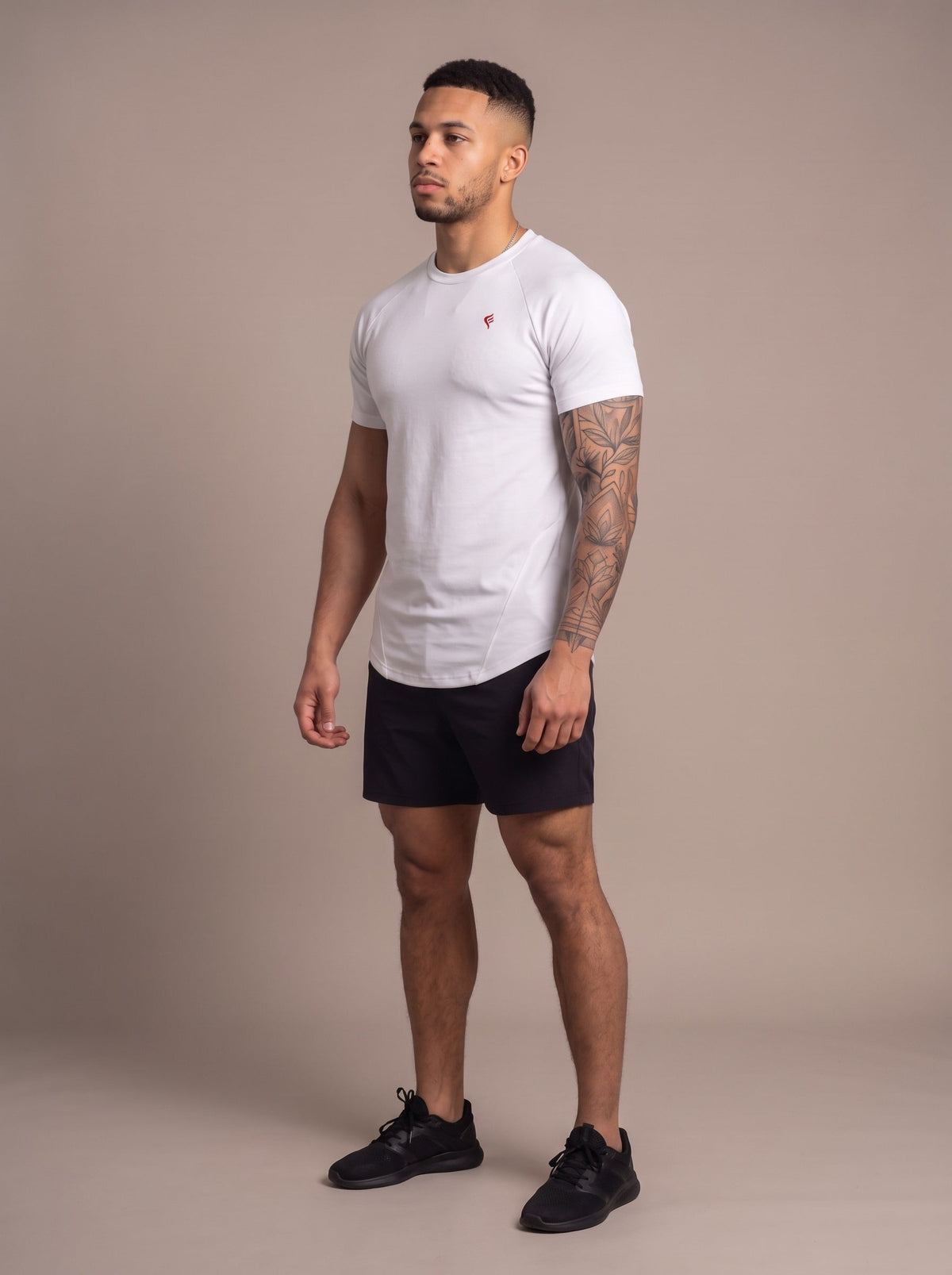 Men's Performance Tee in White, side, on model