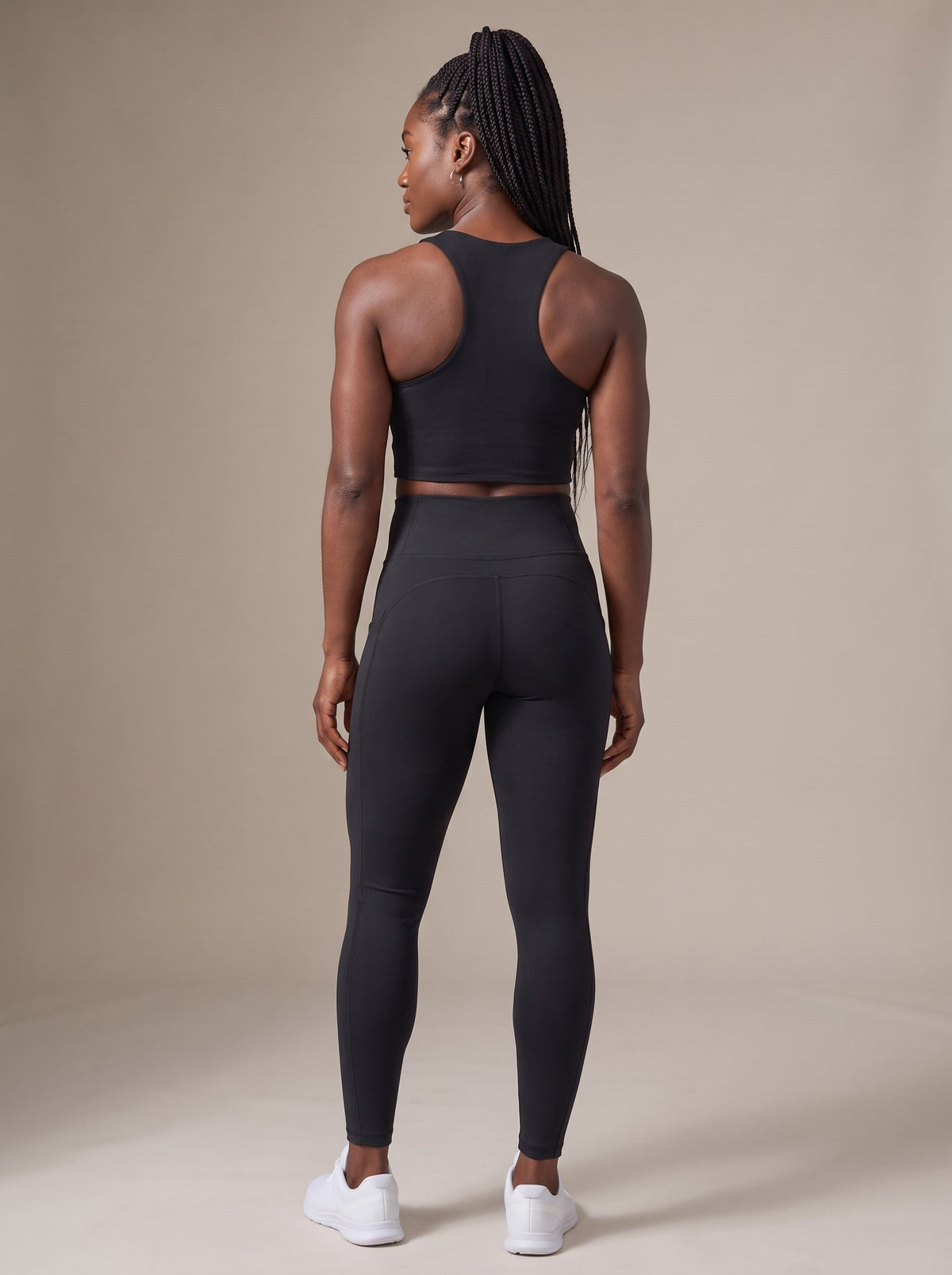 Women's Leggings in Black, back, on model