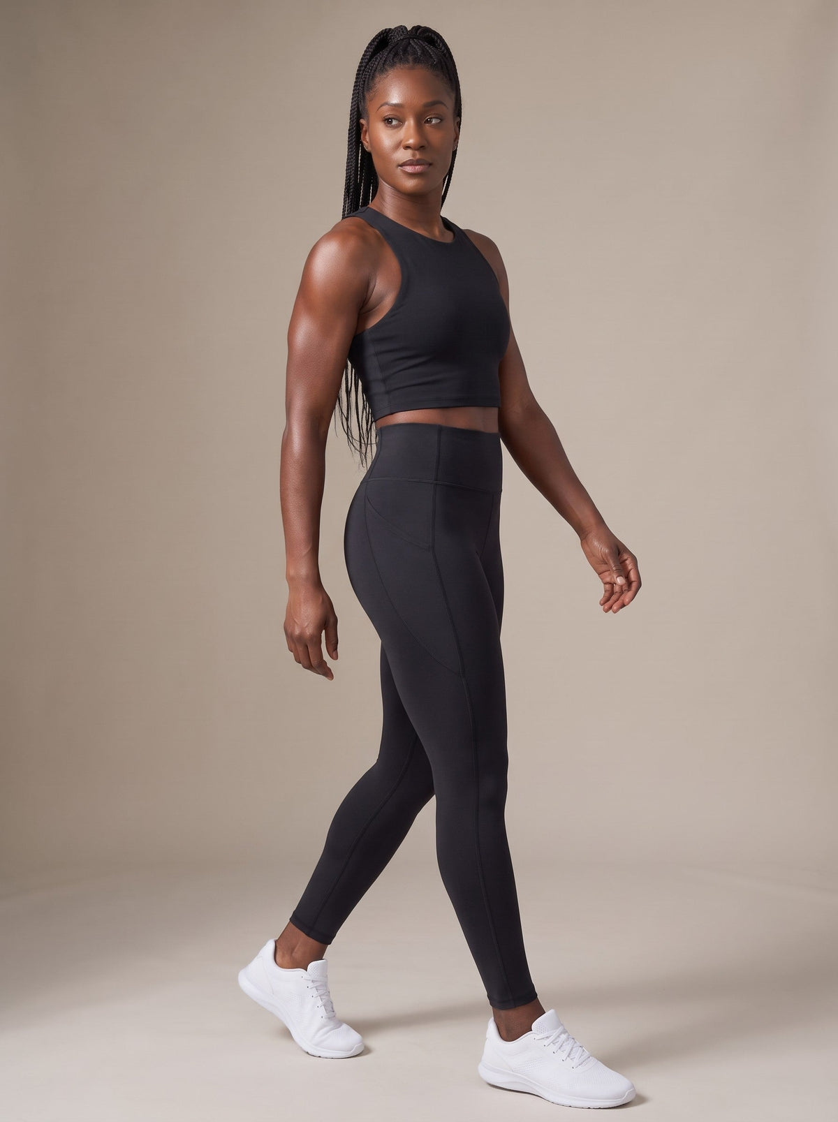 Women's Leggings in Black, side, walking
