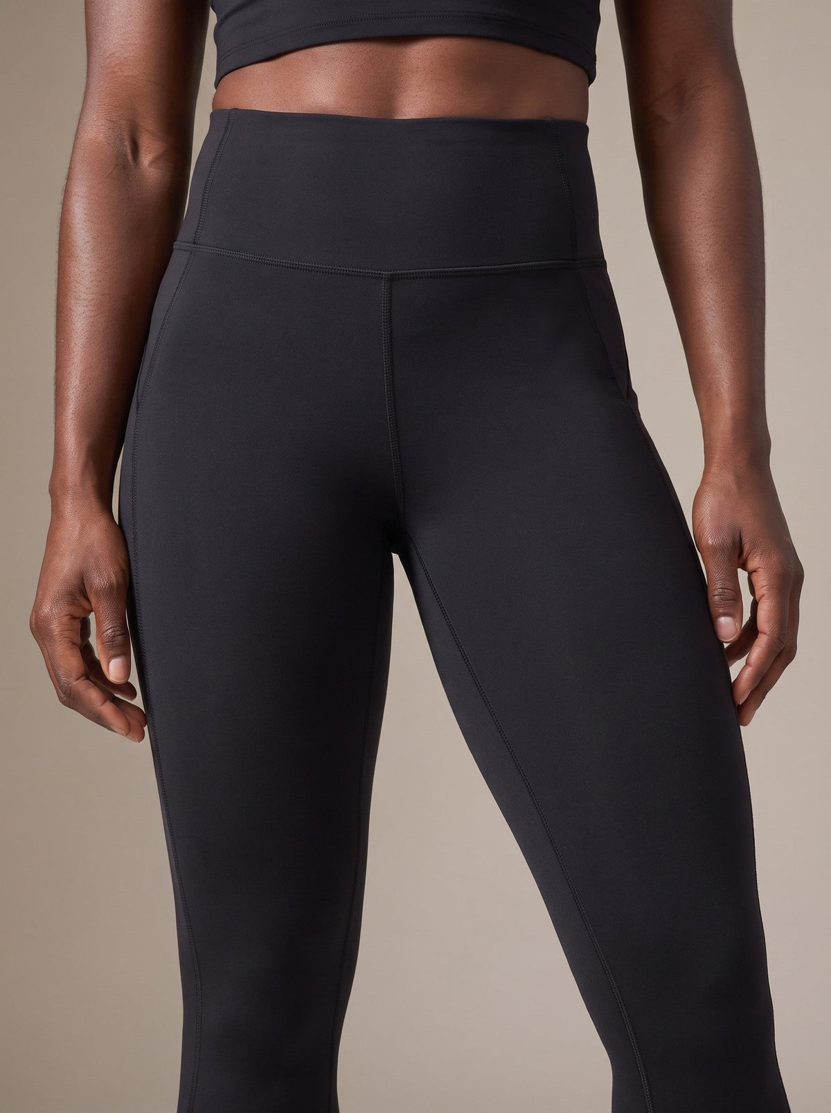 Women's Leggings in Black, waistband close-up
